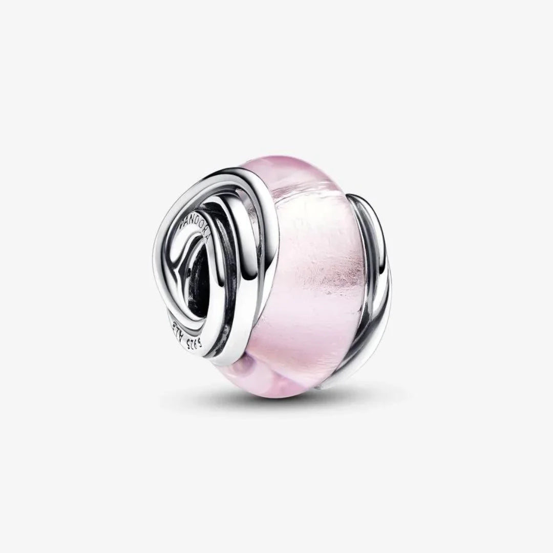 Pandora Murano-Glas Charm: Umschlungenes Rosafarbenes - Rosa, Sterling-Silber