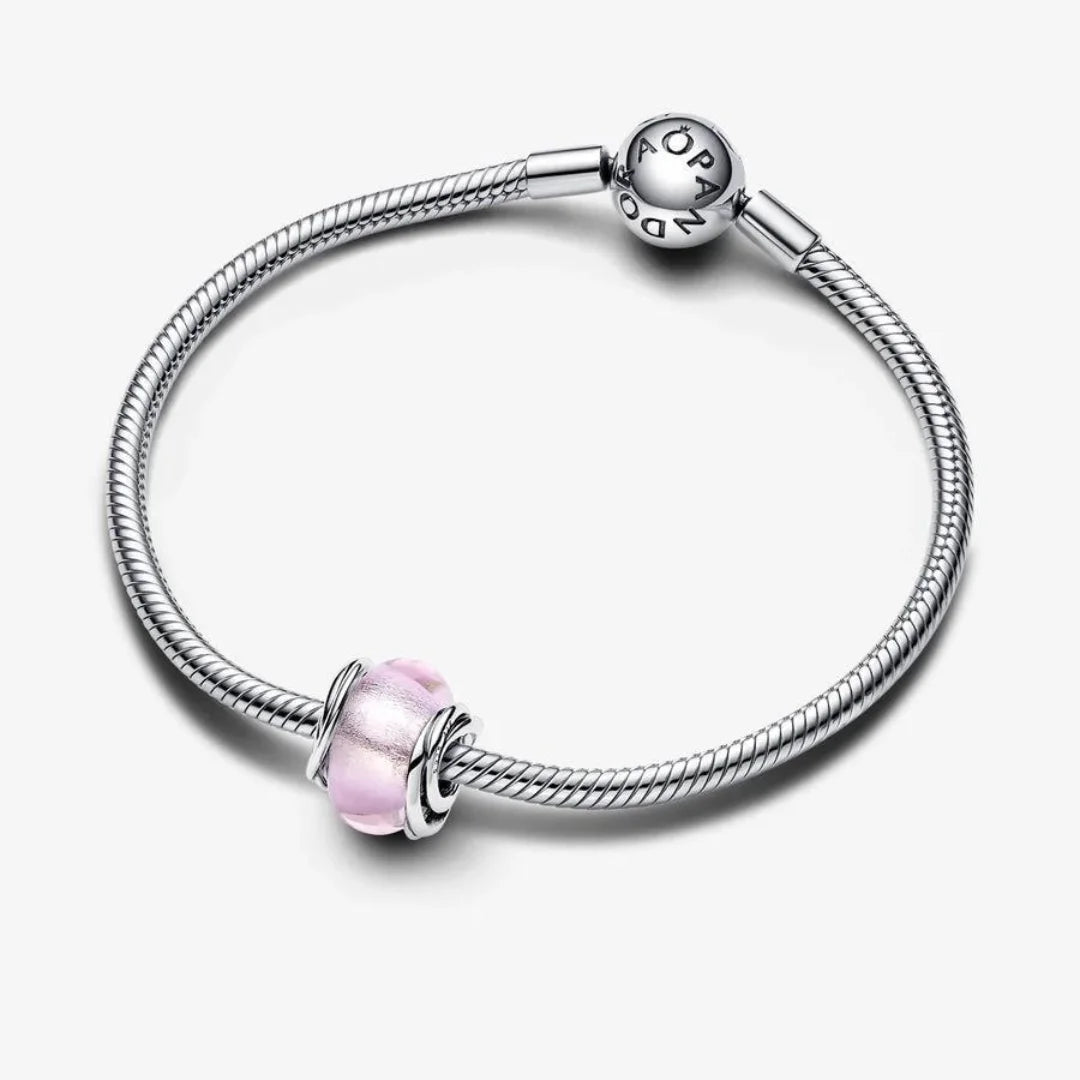 Pandora Murano-Glas Charm: Umschlungenes Rosafarbenes - Rosa, Sterling-Silber