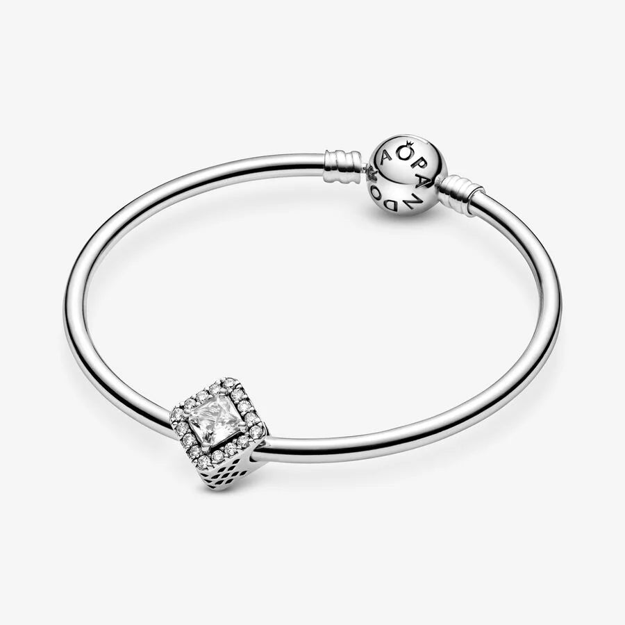 Pandora Charm: Quadratischer Funkelnder Strahlenkranz - Cubic Zirkonia