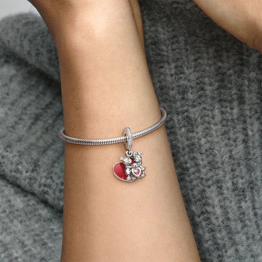 Pandora Charm-Anhänger: Disney Micky & Minnie Liebe - Rot Emaille