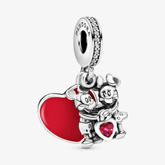 Pandora Charm-Anhänger: Disney Micky & Minnie Liebe - Rot Emaille