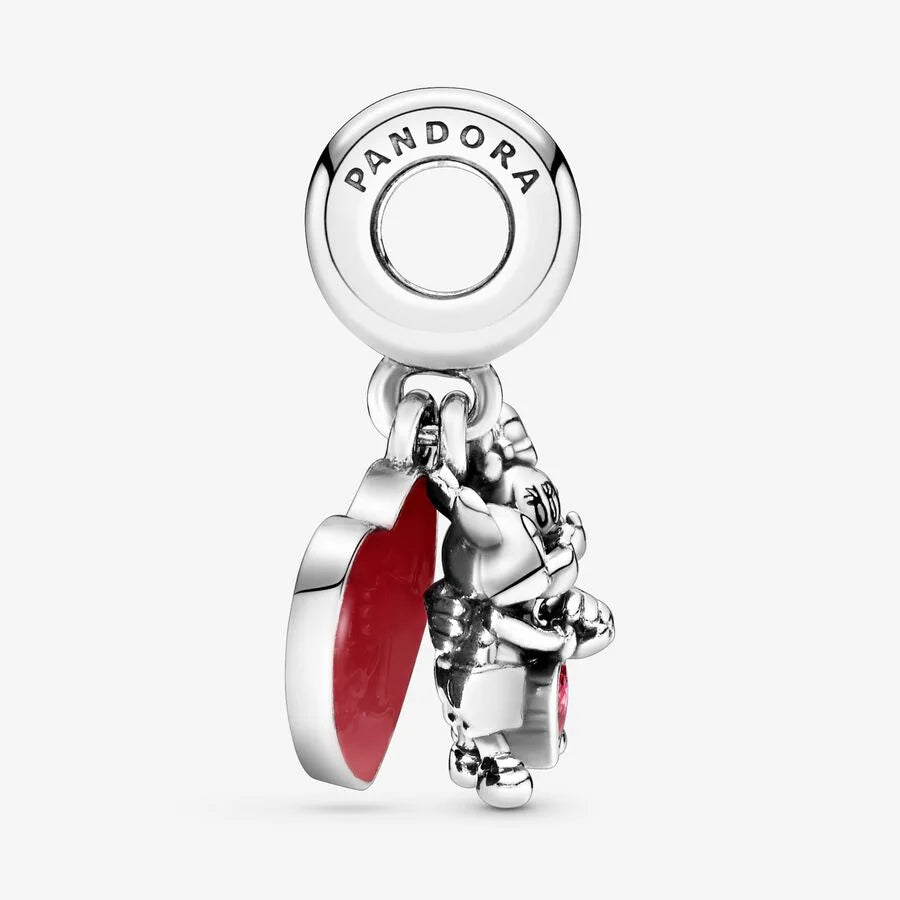 Pandora Charm-Anhänger: Disney Micky & Minnie Liebe - Rot Emaille