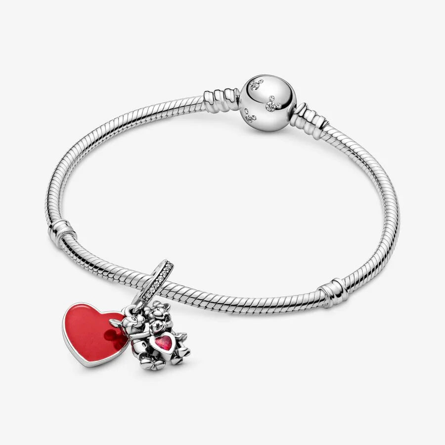 Pandora Charm-Anhänger: Disney Micky & Minnie Liebe - Rot Emaille