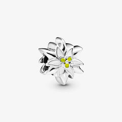 Pandora Flower Edelweiss-Charm mit Weisser und Gelber Emaille