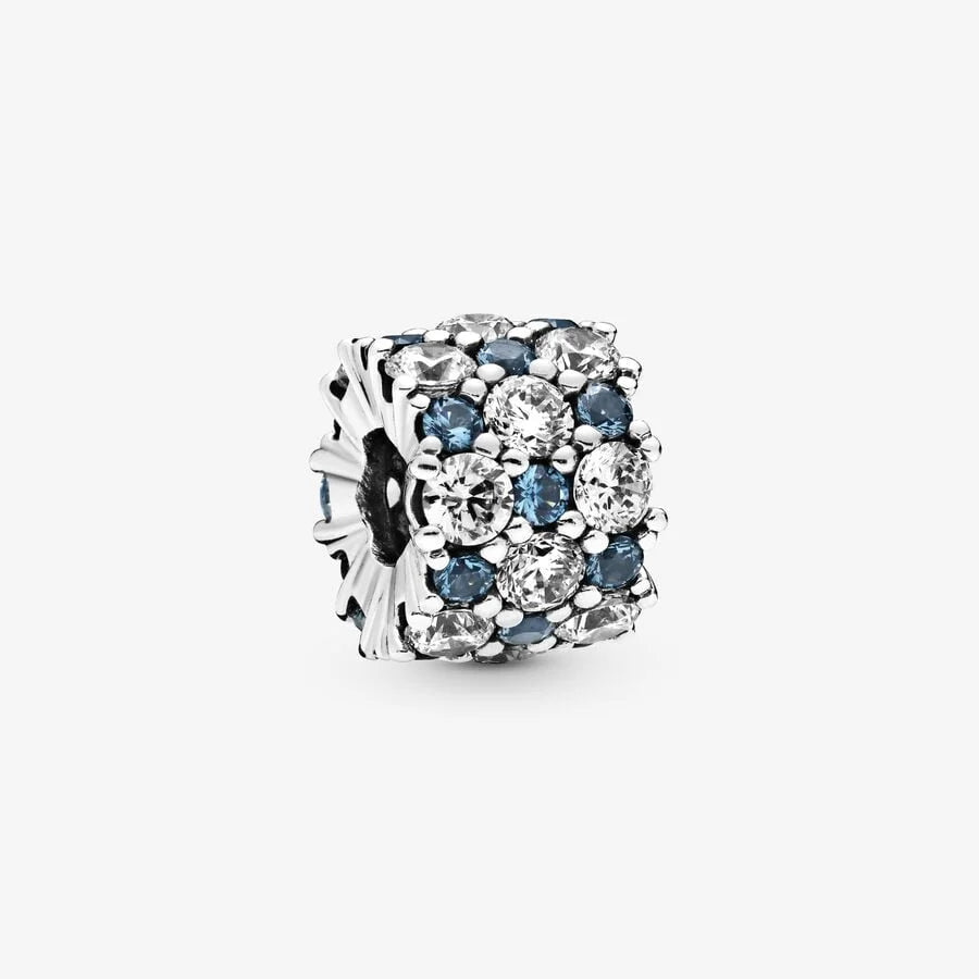 Pandora Glitzer-Charm: Sterling-Silber, Cubic Zirkonia, Blau & Klar