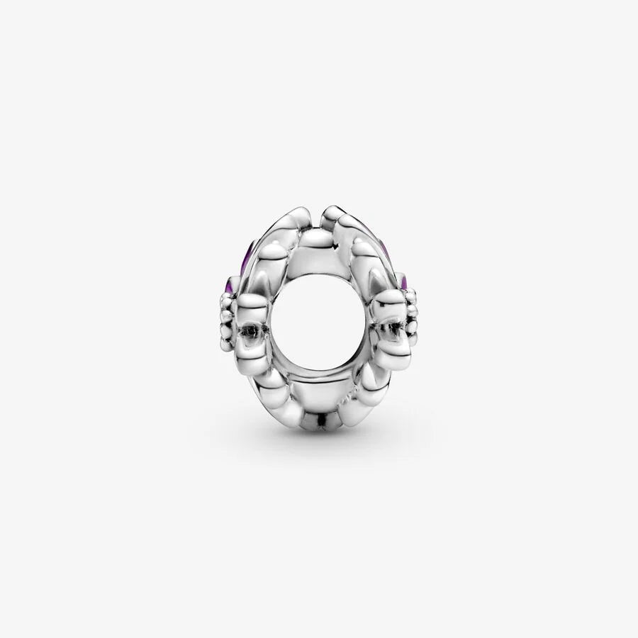 Pandora Charm: Gänseblümchen - Sterling-Silber, Lila Emaille