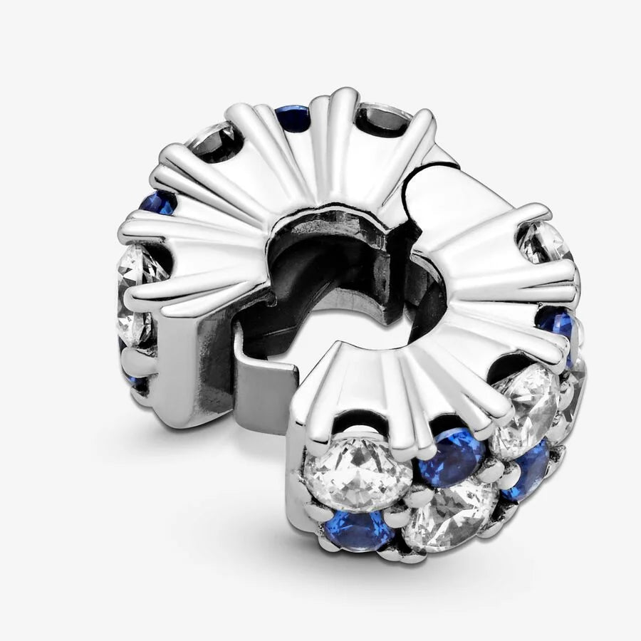 Pandora Clip-Charm Klares & Blau Funkelndes: Symbol der Eleganz