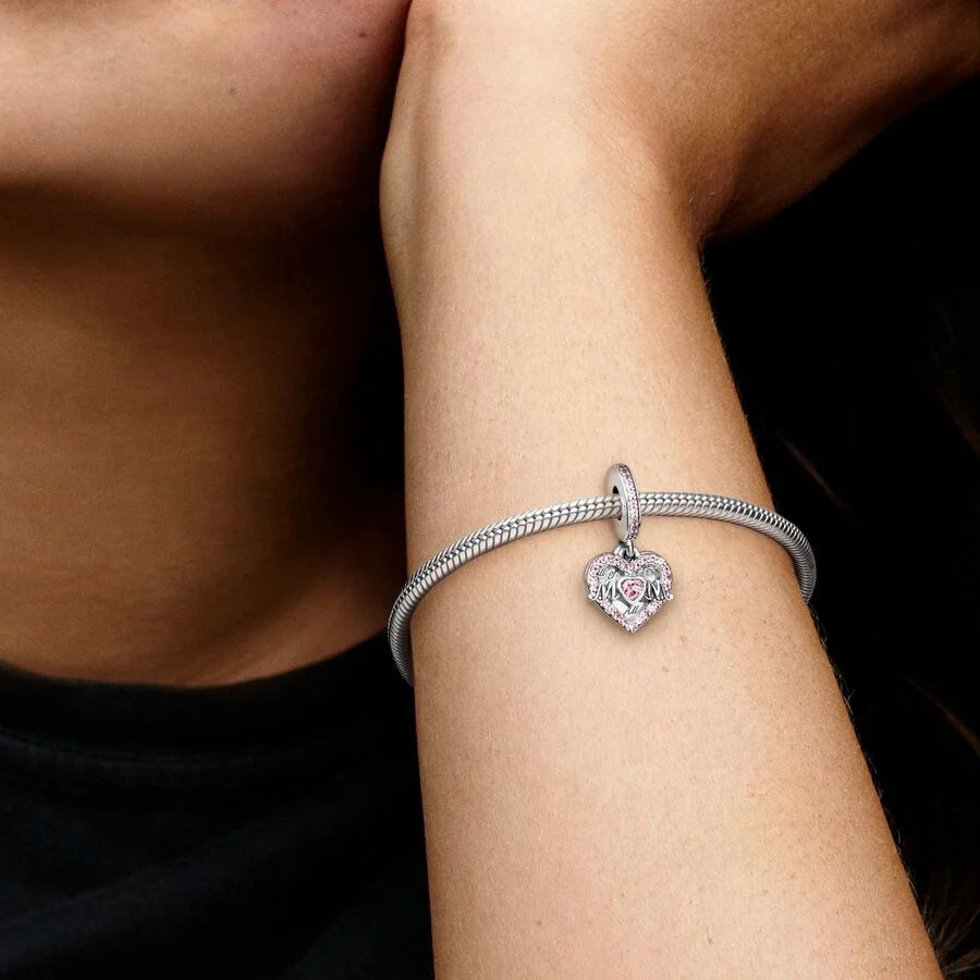 Pandora Herz Charm-Anhänger: Mum & Herz - Sterling-Silber