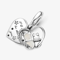 Pandora Herz Charm-Anhänger mit Katzen aus Sterlingsilber - 799546C01