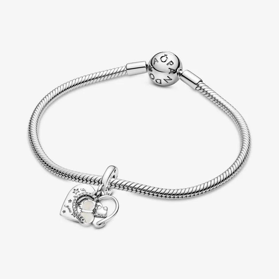 Pandora Herz Charm-Anhänger mit Katzen aus Sterlingsilber - 799546C01