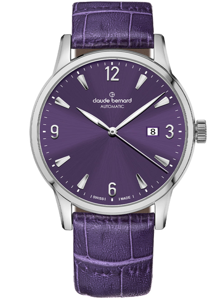 Claude Bernard Classic Herren Automatik Lila 42 mm