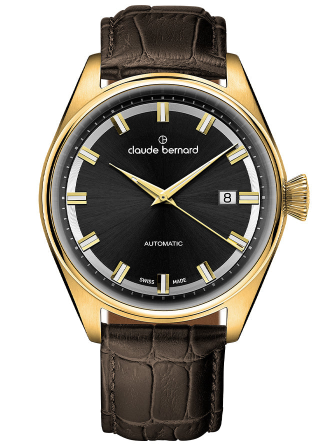 Claude Bernard Proud Heritage Herren Automatik Schwarz Gold 42 mm
