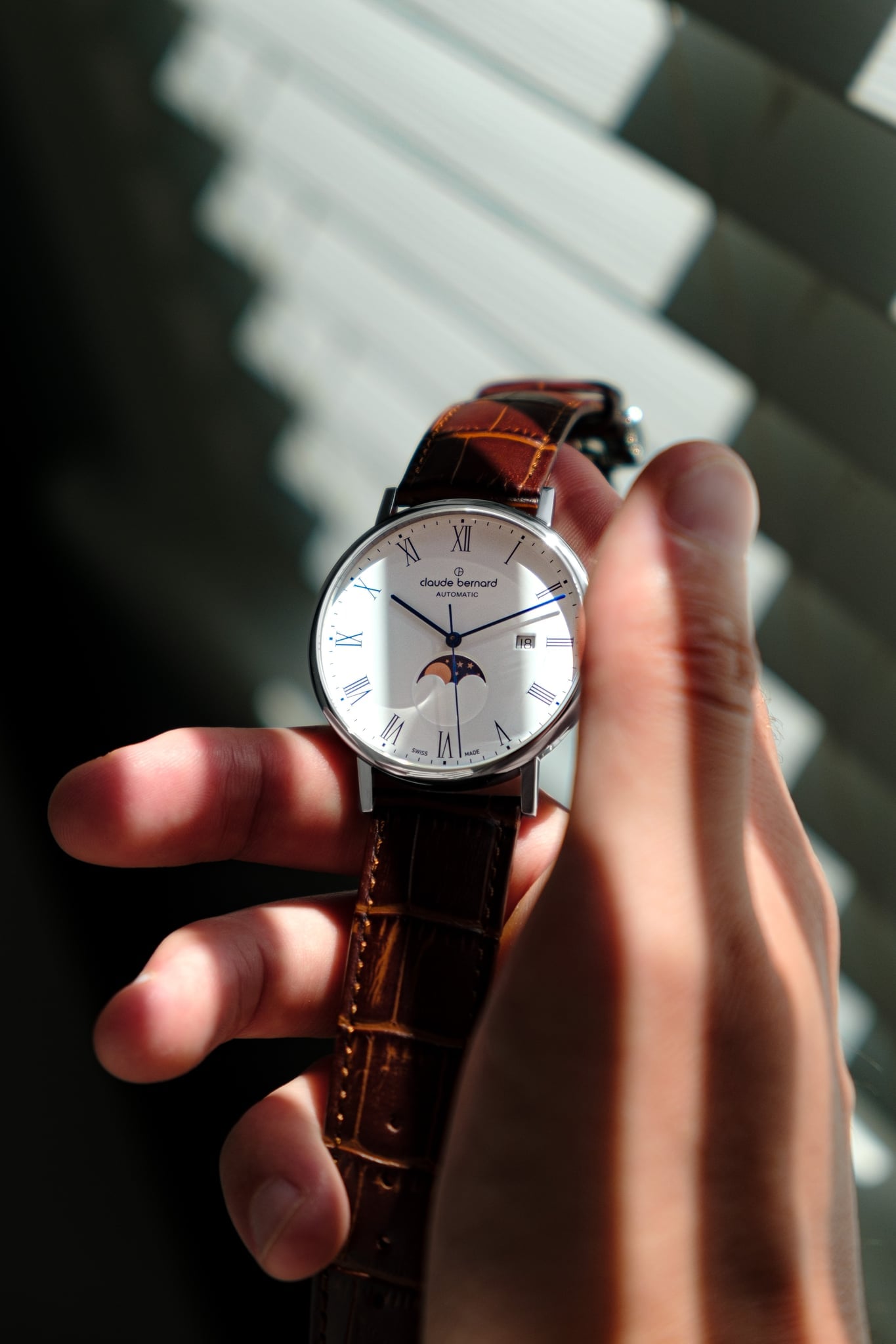Claude Bernard Slim Line Unisex Mondphase Weiss 42 mm - 80501 3 BRBU