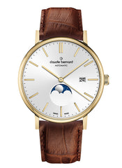 Claude Bernard Slim Line Unisex Mondphase Silber Gold 42 mm