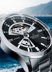 Claude Bernard Aquarider Herren Open Heart Schwarz 42 mm