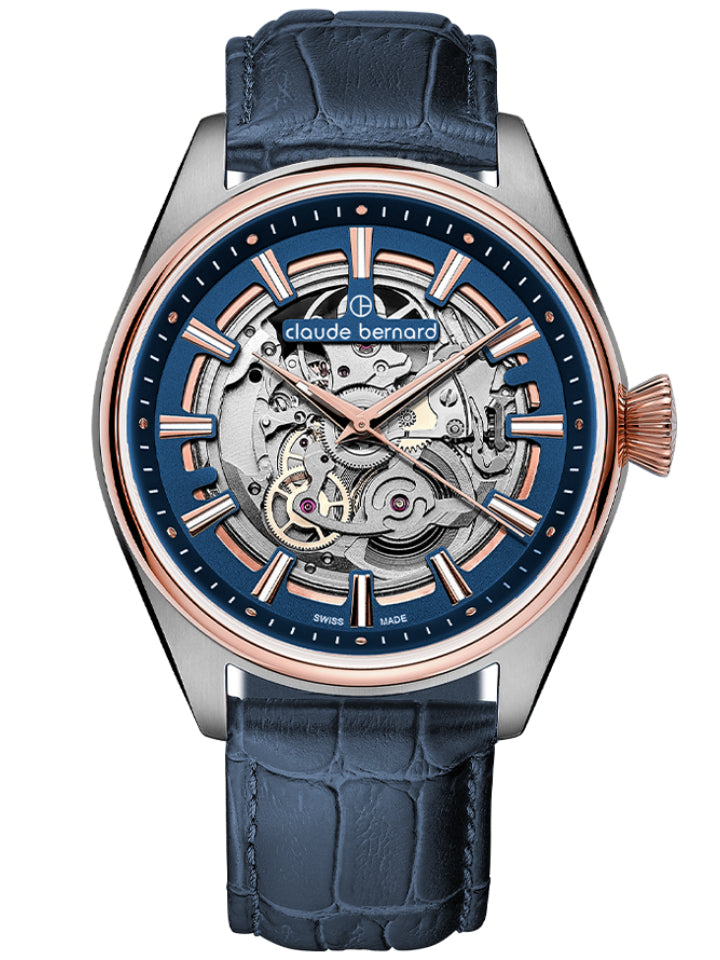 Claude Bernard Proud Heritage Herren Skeleton Blau 42 mm