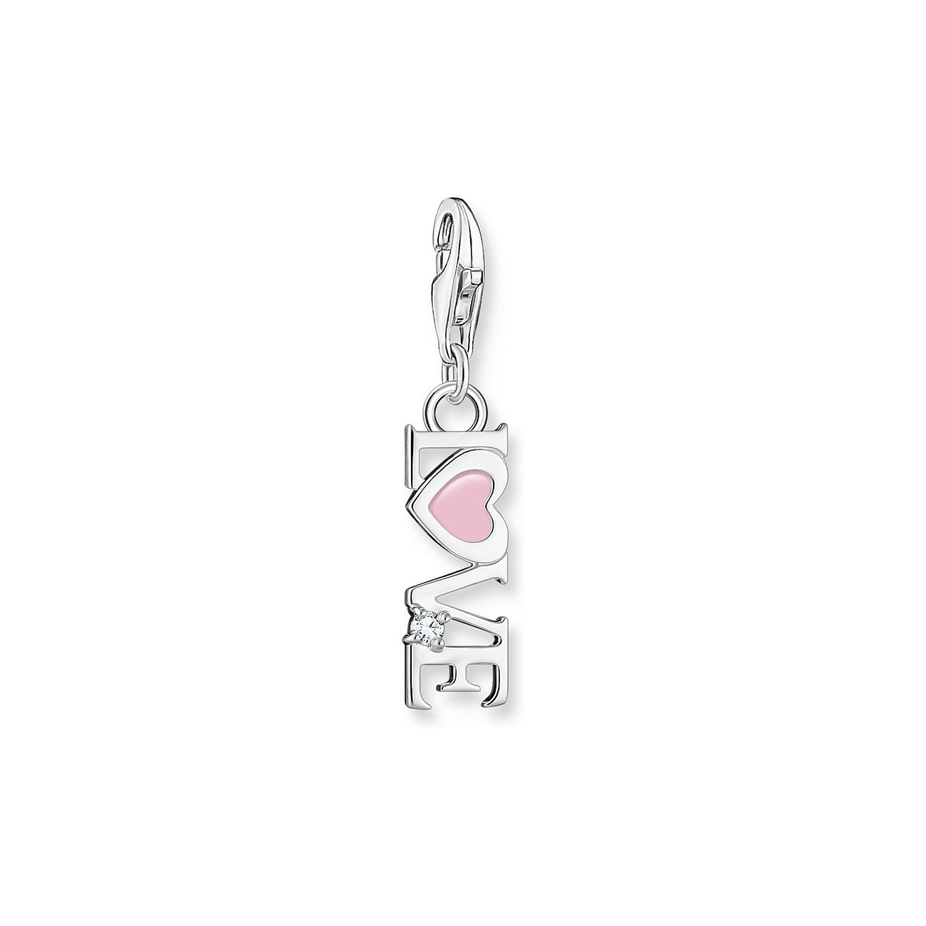 Thomas Sabo Charm-Anhänger Love mit Pinkem Herz und Stein Silber - 2011-041-9