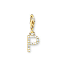 Thomas Sabo Charm-Anhänger Buchstabe P mit Weissen Steinen Vergoldet - 1979-414-14