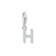 Thomas Sabo Charm-Anhänger Buchstabe H mit Weissen Steinen Silber - 1947-051-14