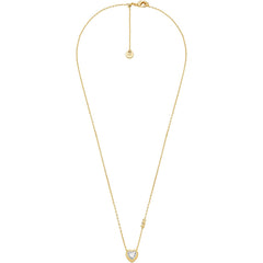 Michael Kors Kors Love Damen Halskette mit Herzanhänger Goldfarben und Zirkonia – MKJ8692710