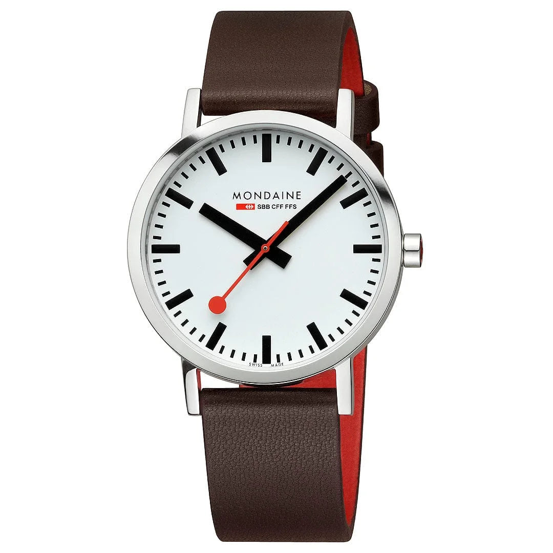 Mondaine Classic Herrenuhr aus Braunes Leder, 40 MM - A660.30360.11SBGV