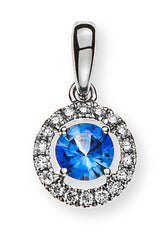 Anhänger Weissgold 750 mit rundem Saphir 0.38ct