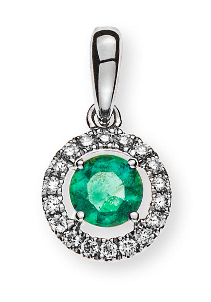 Anhänger Weissgold 750 mit Smaragd 0.26ct und Brillanten 0.07ct