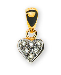 Anhänger Herz Gelbgold 750 rhodiniert 6 Brillanten 0.06ct