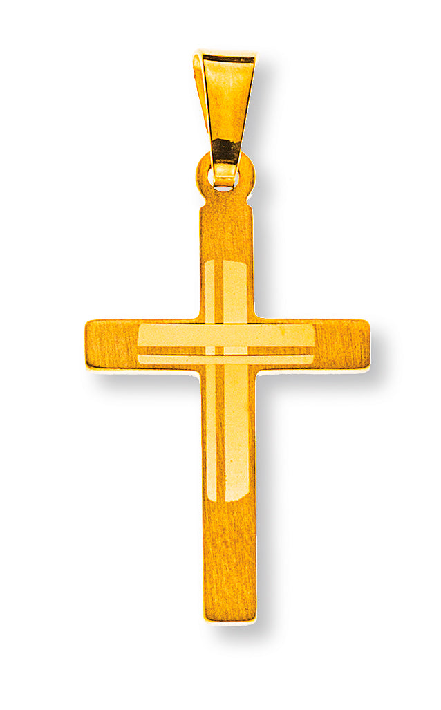 Anhänger Kreuz mit Muster Gelbgold 750