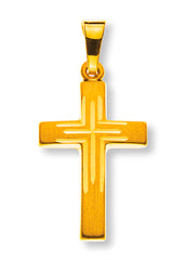 Anhänger Kreuz satiniert mit Fantasieschliff Gelbgold 750