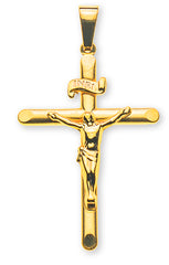 Anhänger Kreuz Gelbgold 750 mit Christus gesandelt/poliert