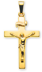 Anhänger Kreuz Gelbgold 750 mit Christus gesandelt/poliert