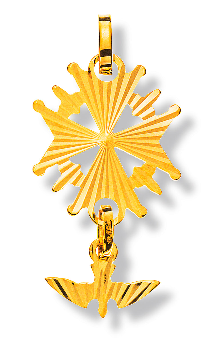 Anhänger Hugenottenkreuz diamantiert Gelbgold 750