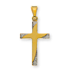 Anhänger Kreuz teilrhodiniert Gelbgold 750