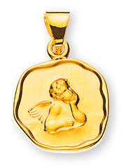Anhänger Medaille Engel Gelbgold 750