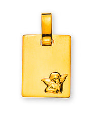 Anhänger Medaille Engel Gelbgold 750 Gravurplatte