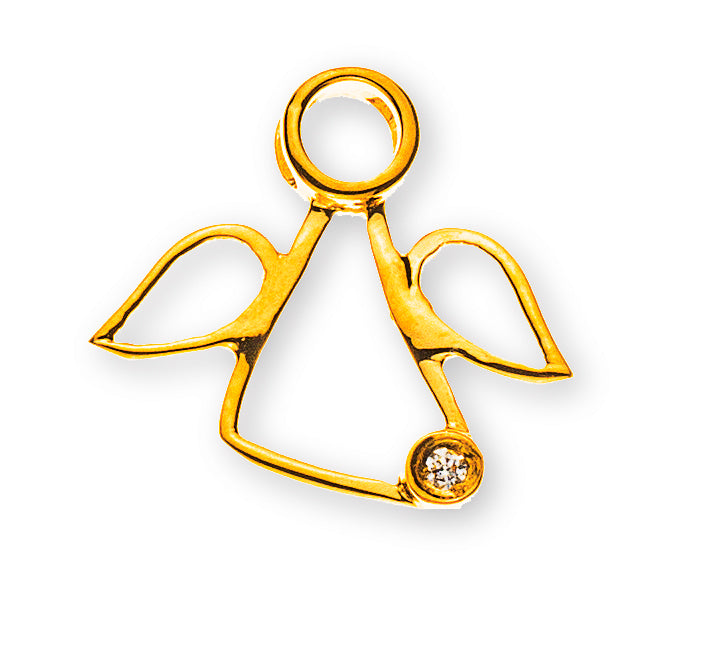Engel Anhänger Gelbgold 750 mit Diamant