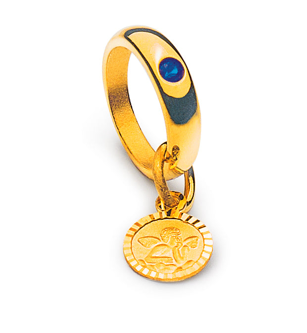 Taufring Anhänger Gelbgold 750 mit Saphir