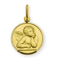 Anhänger Medaille Engel Gelbgold 750 14mm
