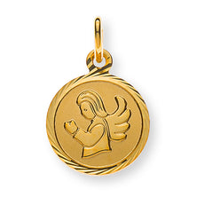 Anhänger Medaille Engel Gelbgold 750 10mm gesandelt