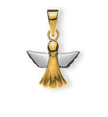 Anhänger Medaille Engel Gelbgold 750 10mm Flügel rhodiniert