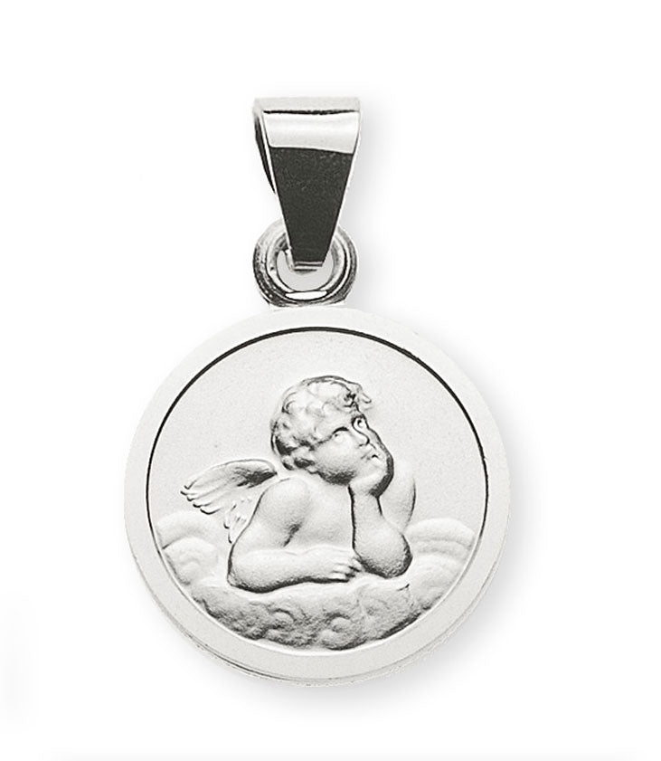 Anhänger Medaille Engel Weissgold 585 10mm