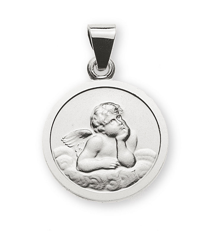 Anhänger Medaille Engel Weissgold 585 12mm