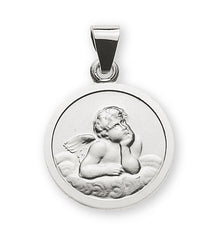 Anhänger Medaille Engel Weissgold 750 12mm