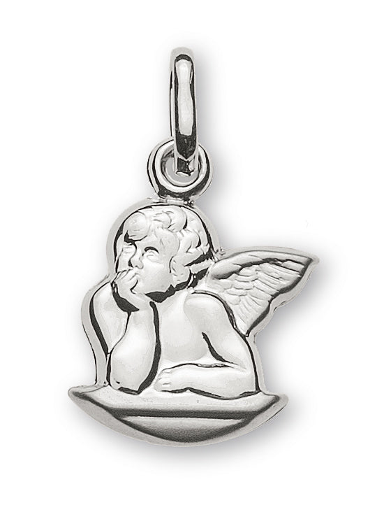 Anhänger Engel Medaille Weissgold 750
