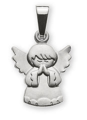 Anhänger Engel Medaille Weissgold 750 gesandelt