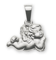Anhänger Engel Medaille Weissgold 750 gesandelt