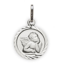 Anhänger Medaille Engel Weissgold 750 10mm