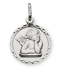 Anhänger Medaille Engel Weissgold 750 12mm