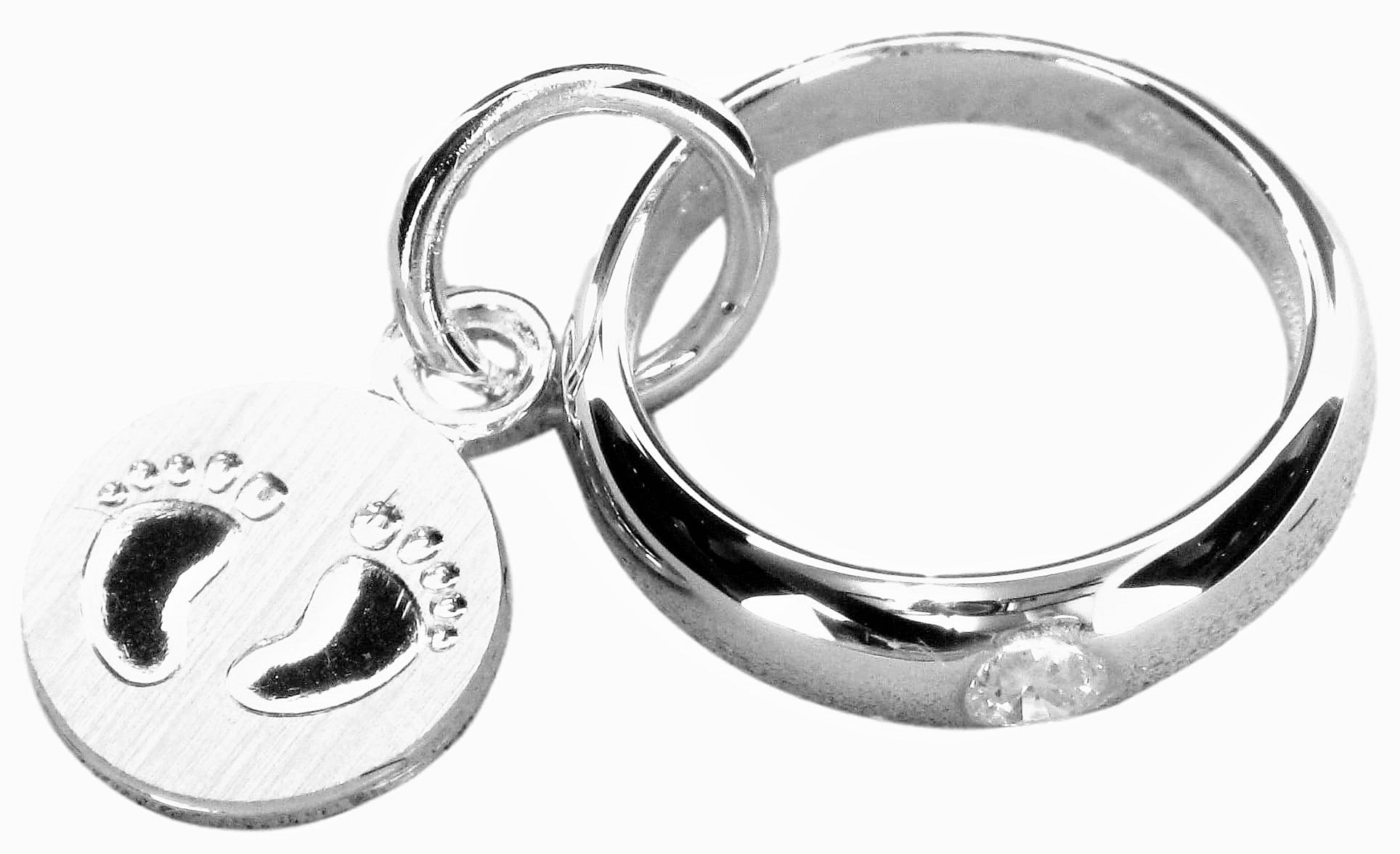 Anhänger Medaille Babyfusse Weissgold 750 Brillant 0.03ct